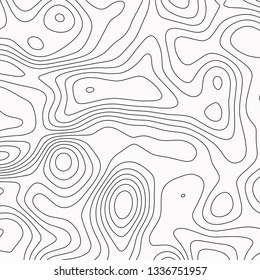 Topographic map. Black lines on white background.   Contour abstract background. Vector illustration.