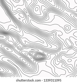 Topographic map. Black lines on white background. Contour abstract background. Vector illustration.