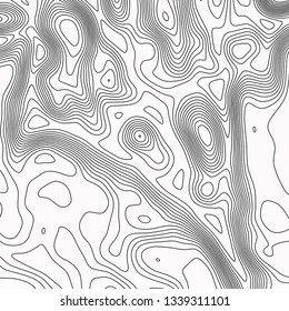 Topographic map. Black lines on white background. Contour abstract background. Vector illustration.