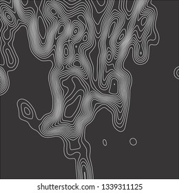Topographic map. Black lines on white background. Contour abstract background. Vector illustration.