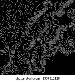 Topographic map. Black lines on white background. Contour abstract background. Vector illustration.
