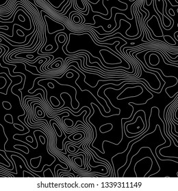 Topographic map. Black lines on white background. Contour abstract background. Vector illustration.