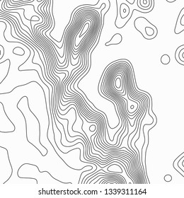 Topographic map. Black lines on white background. Contour abstract background. Vector illustration.