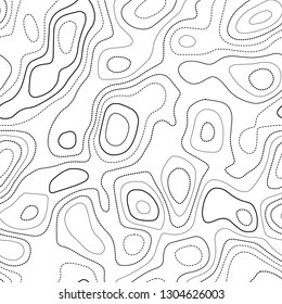 Topographic map. Black and white seamless design. Cool tileable isolines pattern. Vector illustration.
