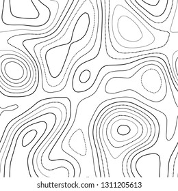 Topographic map. Black and white seamless design. Fetching tileable isolines pattern. Vector illustration.