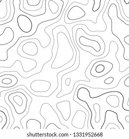 Topographic map. Black and white seamless design. Astonishing tileable isolines pattern. Vector illustration.