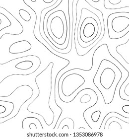 Topographic map. Black and white seamless design. Lovely tileable isolines pattern. Vector illustration.