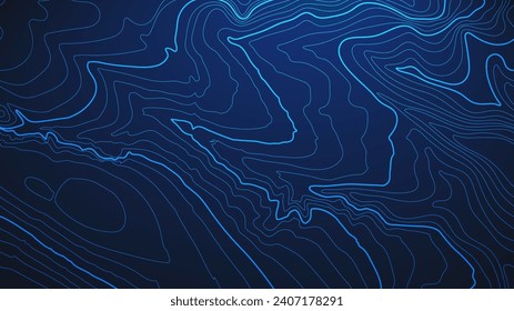 Fondo de tecnología azul del mapa topográfico. Mapa de elevación de grandes datos con líneas de contorno.