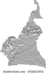 Topographic map of Cameroon with black contour lines