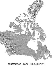 Topographic map of Canada with black contour lines