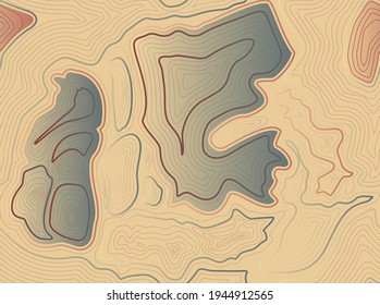 Mapa topográfico colorido fondo abstracto con líneas de altitud de contorno. La altura estilizada del contorno del mapa topográfico en líneas y contornos. 
