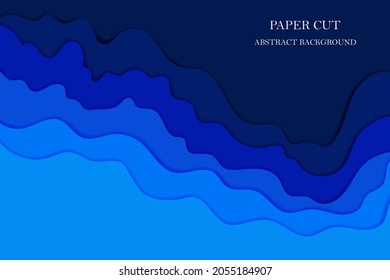 Topographisches Kartenkonzept oder glatter Origami-Schichten Papier schneiden Layout.Karte mit Schwarz-Weiß-geometrischer Welle.Kunstschnitt-Illustration für Website-Template Bergwandern.
