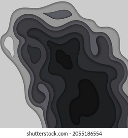 Topographic map concept or smooth origami layers paper cut layout.Map mockup infographics withe  black and white geometric  wave.Art cut illustration for website template mountain hiking.