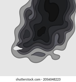 Topographic map concept or smooth origami layers paper cut layout.Map mockup infographics withe  black and white geometric  wave.Art cut illustration for website template mountain hiking.