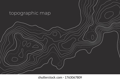 Fondo del contorno del mapa topográfico. El concepto de un esquema geográfico condicional y el camino del terreno.  Concepto de mapa topográfico abstracto vectorial con espacio para su copia. Banderas onduladas. Forma geométrica.