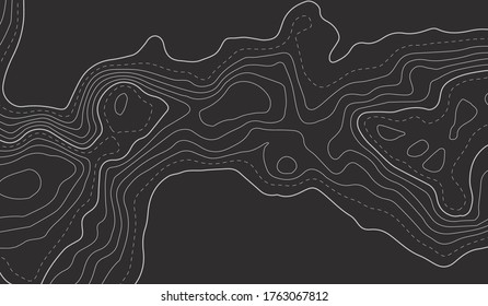 Topographic map contour background. The concept of a conditional geography scheme and the terrain path.  Vector abstract topographic map concept with space for your copy. Wavy banners. Geometric form.