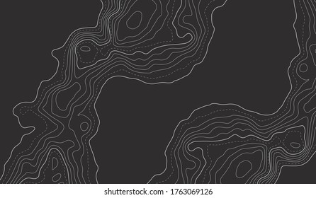 Topographic map contour background. The concept of a conditional geography scheme and the terrain path.  Vector abstract topographic map concept with space for your copy. Wavy banners. Geometric form.