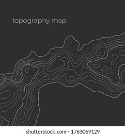 Fondo del contorno del mapa topográfico. El concepto de un esquema geográfico condicional y el camino del terreno.  Concepto de mapa topográfico abstracto vectorial con espacio para su copia. Banderas onduladas. Forma geométrica.