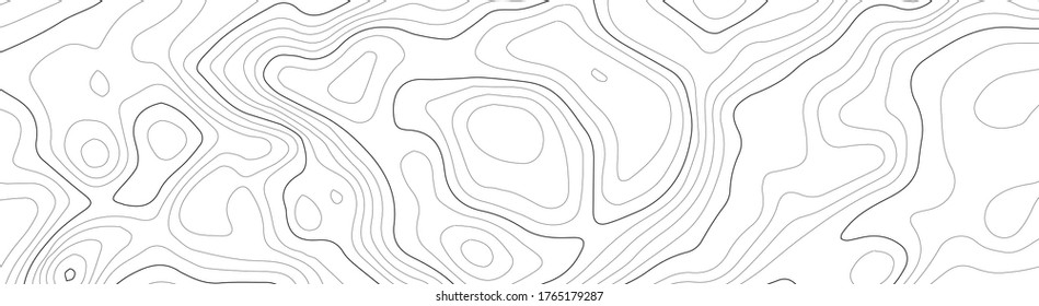 Topographic map contour background. The concept of a conditional geography scheme and the terrain path.  Vector abstract topographic map concept with space for your copy. Wavy banners. Geometric form.