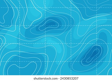 Topographic map with contour line grid water ocean, sea relief, depth. Nautical, cartography abstract area