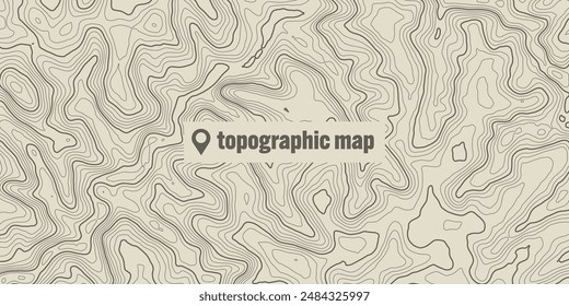 Mapa topográfico con líneas de contorno. Cuadrícula geográfica del terreno, elevación de la altura del relieve. Patrón de trazado de tierra. Viajes y navegación, elemento de diseño cartográfico. Ilustración vectorial