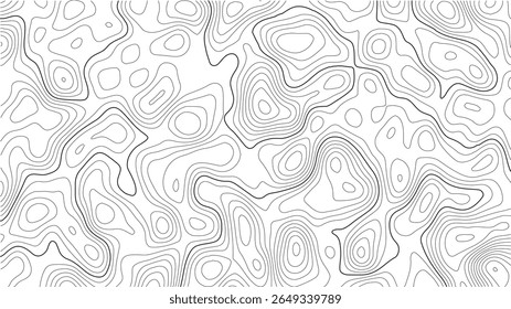 Contornos do mapa topográfico, Papel ondulado branco relevos curvos fundo abstrato, Modelo de mapa mundial. Mapa do contorno geográfico do vetor de estoque. Linhas Topográficas sem costura, estilo exterior vintage.