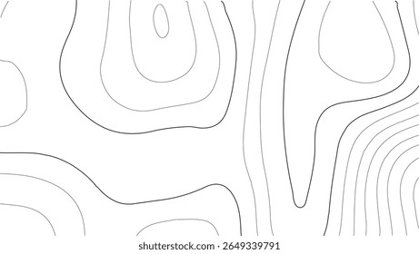 Contornos do mapa topográfico, Papel ondulado branco relevos curvos fundo abstrato, Modelo de mapa mundial. Mapa do contorno geográfico do vetor de estoque. Linhas Topográficas sem costura, estilo exterior vintage.