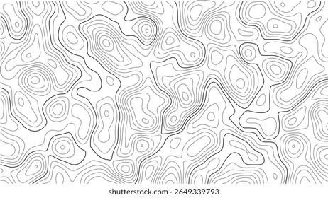Contornos do mapa topográfico, Papel ondulado branco relevos curvos fundo abstrato, Modelo de mapa mundial. Mapa do contorno geográfico do vetor de estoque. Linhas Topográficas sem costura, estilo exterior vintage.