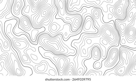 Contornos do mapa topográfico, Papel ondulado branco relevos curvos fundo abstrato, Modelo de mapa mundial. Mapa do contorno geográfico do vetor de estoque. Linhas Topográficas sem costura, estilo exterior vintage.