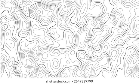 Contornos do mapa topográfico, Papel ondulado branco relevos curvos fundo abstrato, Modelo de mapa mundial. Mapa do contorno geográfico do vetor de estoque. Linhas Topográficas sem costura, estilo exterior vintage.
