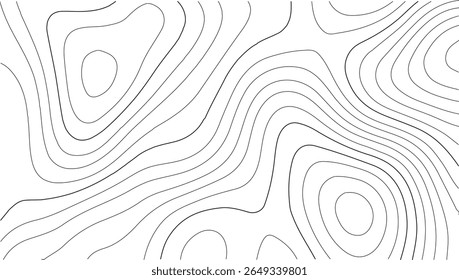 Contornos do mapa topográfico, Papel ondulado branco relevos curvos fundo abstrato, Modelo de mapa mundial. Mapa do contorno geográfico do vetor de estoque. Linhas Topográficas sem costura, estilo exterior vintage.