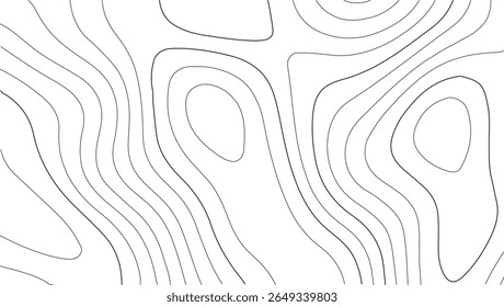 Contornos do mapa topográfico, Papel ondulado branco relevos curvos fundo abstrato, Modelo de mapa mundial. Mapa do contorno geográfico do vetor de estoque. Linhas Topográficas sem costura, estilo exterior vintage.