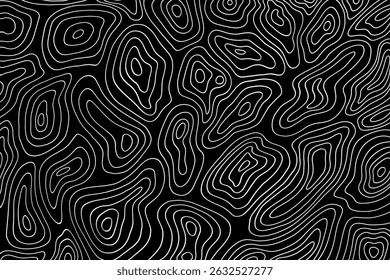 topographic map, curved lines, white lines background, black background, abstract lines, geographical contour map, vector illustration, template background vector