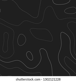 Topographic map. Dark seamless design. Amazing tileable isolines pattern. Vector illustration.