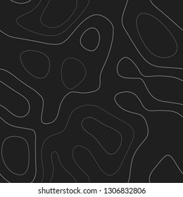 Topographic map. Dark seamless design. Charming tileable isolines pattern. Vector illustration.
