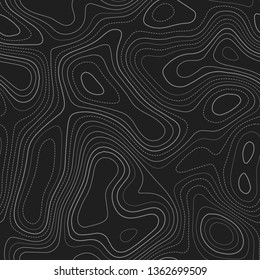 Topographic map. Dark seamless design. Tempting tileable isolines pattern. Vector illustration.