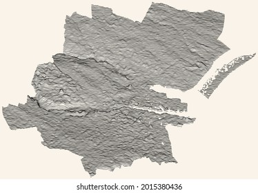 Topographic Map Of Dublin, Ireland With Black Contour Lines On Beige Background