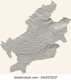 Topographic map of Frankfurt am Main, Germany with black contour lines on beige background