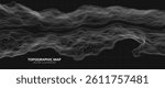 Topographic map. Geographic contour map background with elevation lines. Detailed terrain visualization concept. Vector illustration of landscape elevations and natural relief.