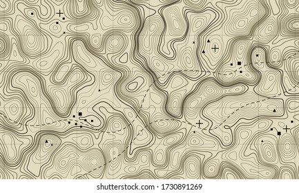 Topografische Karte. Geografischer Hintergrund der Konturkarte. Vector-Abbildung.