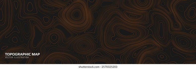 Topographic map. Geographic contour map background with elevation lines. Detailed terrain visualization concept. Vector illustration of landscape elevations and natural relief.