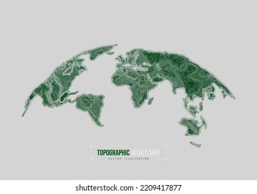 Topographic map. Geographic contour world map. Vector illustration.