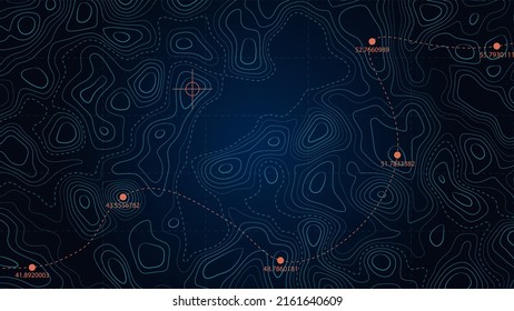 Topographic map. The geographical basis of the relief. Contour map. Representation of the terrain. The landscape of the area. Vector illustration.