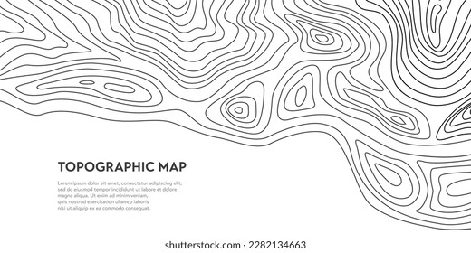 Topographic map grid, relief contour of mountain terrain lines, vector topography background. Topographic map with geographic relief texture and land landscape trail contour for cartography geography