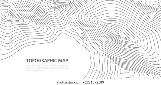 Topographic map. Grid, texture, relief contour. Marine topography, ocean or sea travel map vector contour backdrop or pattern. Geography science or maritime navigation monochrome background or banner