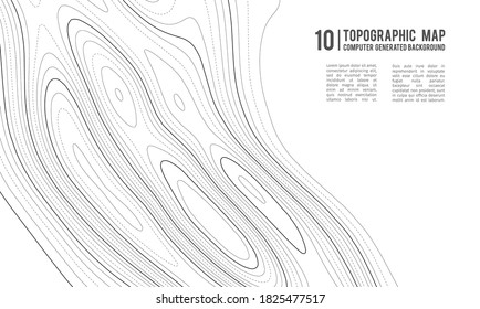 Altura topográfica del mapa de tierras poligonales abstractas. Contexto topográfico de montaña en líneas y contornos. Mapa de superficie del futuro de la montaña. Rayas paisaje descriptando mapas de datos. 