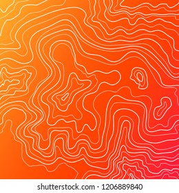 topographic map of the height lines on an orange background