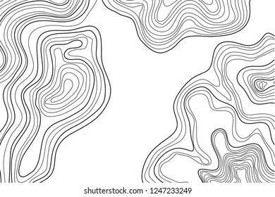 topographic map, height lines on white background, vector