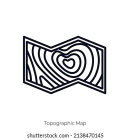 Topographic Map Icon. Outline Style Icon Design Isolated On White Background