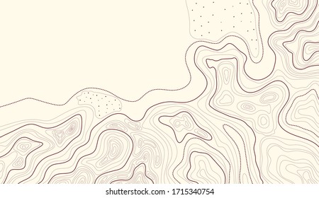 topographic map illustration, abstract height lines isolated on beige background vector